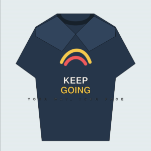 Keep Going Graphic Tee in navy with original yellow and coral design