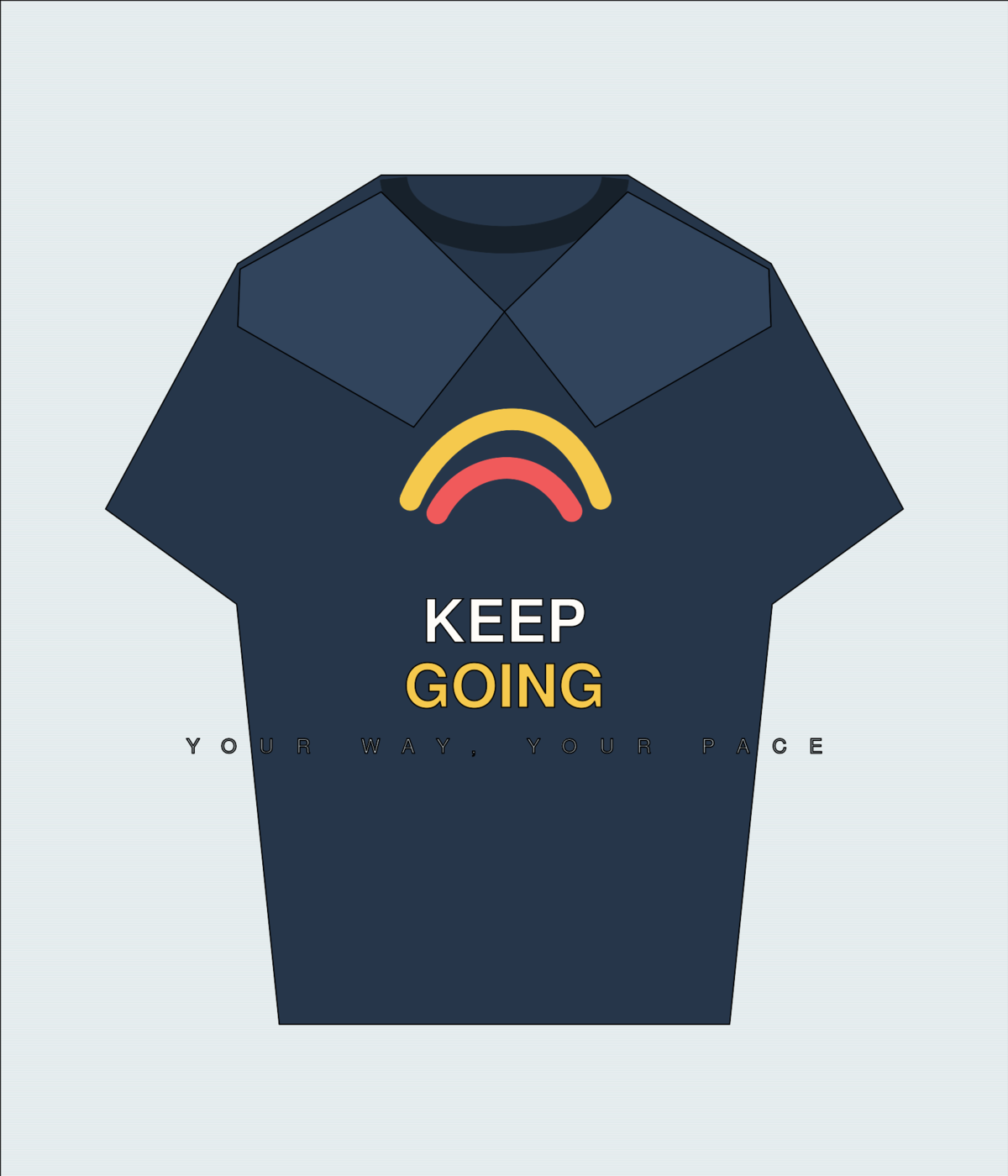 Keep Going Graphic Tee Keep Going Graphic Tee in navy with original yellow and coral design